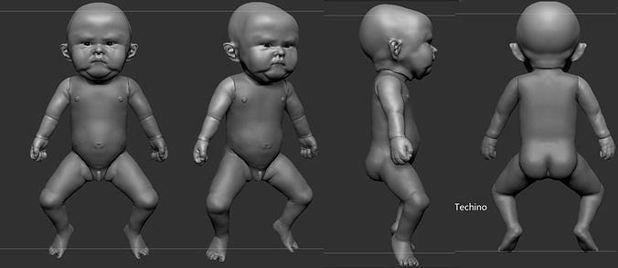bebé 3d impresión niño niños chico humano lindo joven familia hijo personaje juguete dibujos animados anatomía 3dprint Ciencias astronomía física 3d print model - Mito3D