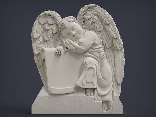 baby engel bas relief monumente cnc denkmal monument flügel druckbar schlafen pergament scrollen edikt dekor linderung stl kunst skulpturen 3d print model - Mito3D