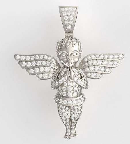 bebê anjo diamante pingente joalheria jóia presente luxo pingentes 3D print model - Mito3D
