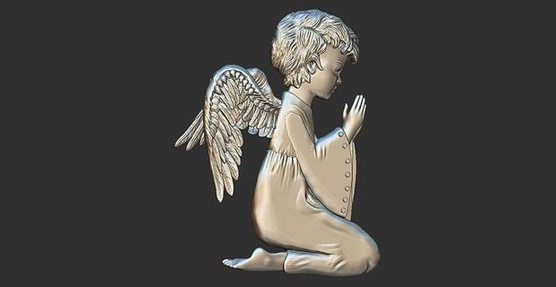 bambino angelo pregando 3d Stampa modello cnc scultura statua Dio statuetta ala Cupido Modelli artcam aspirare vcarve arte sculture 3d print model - Mito3D