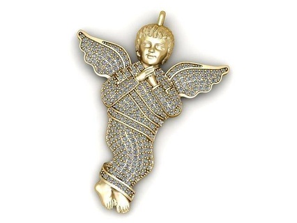 baby angel wings pendant 3d stl 3dm wing jewelry diamond luxury sculpture souvenir printable feather gold jewel jewellery necklace pendants rhino silver zbrush pray kupidon cupidone 3d print model - Mito3D