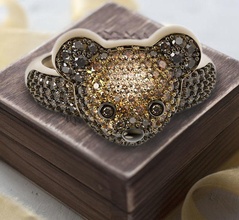 baby bear ring jewel jewellery teddy toy gem silver gold nature kid design art 3dprinted model 3d print printing prototyping jewelry rings 3d print model - Mito3D