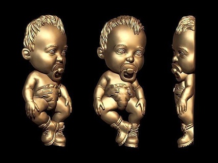 baby boss jewelry printable gold silver jewellery zbrush sculpting 3d print model - Mito3D