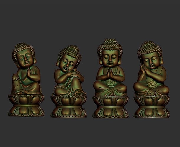 bebê budas budda criança fofa desenho animado estátua escultura religião religioso decoração enfeite japão asiática imprimível pedra religiou objeto estatueta arte esculturas 3D print model - Mito3D