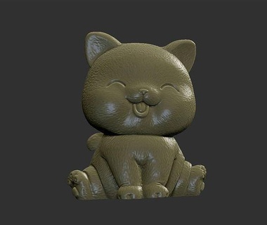 baby cat cute child kid toy kitty funny animal cartoon statue sculpture carving decoration ornament jewel jewelrry printable art sculptures 3d print model - Mito3D
