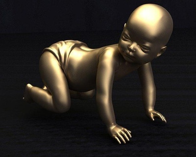 baby crawl 3d model child character jewelry cute sculpture art 3d print model - Mito3D