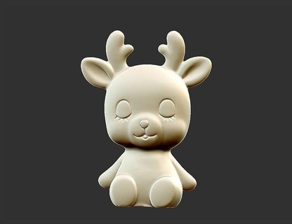 bebê veado animal fofa criança brinquedo desenho animado decoração enfeite estátua escultura Coelho arte esculturas 3d print model - Mito3D