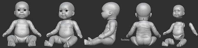 Baby Puppe 3d drucken Spielzeug Spielzeuge Kunst Zahl Kind niedlich Charakter Junge Mädchen Anatomie Jahrgang Skulpturen 3d print model - Mito3D