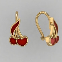 bambino orecchino ciliegia oro gioielleria argento stampabile platino orecchini 3d print model - Mito3D