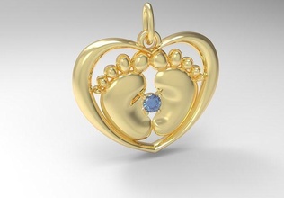 baby feet pendant babyfeet art love gold illustration design jewelry pandora gem pendants 3d print model - Mito3D