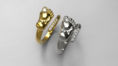 baby piede ad anello gioielli diamante matrimonio gemma sfida di moda anelli 3d print model - Mito3D