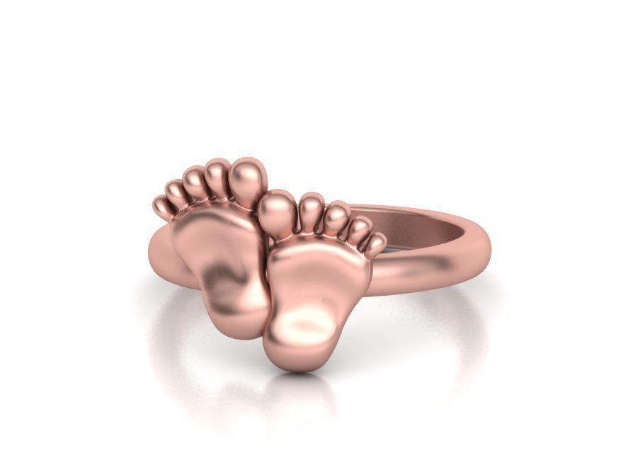 Baby Füße Ring Geburt personalisiert 3dmodel Fuß Schmuck Mutter Mama Ringe druckbar Herz 3D print model - Mito3D