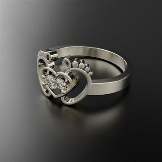 bebé huella corazón anillo joyería joya oro plata imprimible diamante bebe corazon Moda anillos 3d print model - Mito3D
