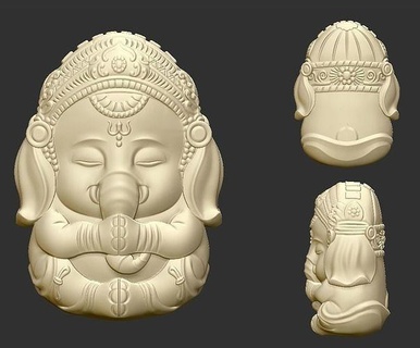 baby ganesha elephant god deity hindu sculpture kid cute buddha cartoon statue decoration ornament pendant jewel jewelry art sculptures 3d print model - Mito3D