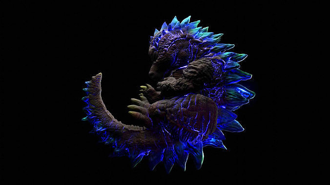 bebê Godzilla luz fixação luminária rgb iluminação kaiju chibi fofa monstro imprimível colecionável rei monstros gojira fantasia ficcional Dragão dinossauro personagem jogos brinquedos 3D print model - Mito3D