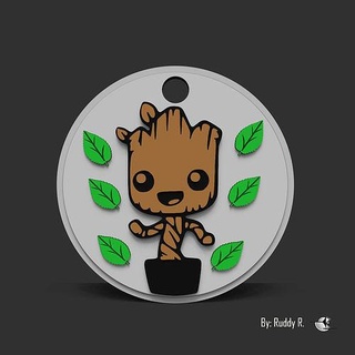 baby groot babygroot llaveros 3dprint colection marvel guardiansofthegalaxy art coins badges 3d print model - Mito3D