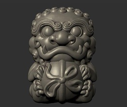 baby guardian lion statue sculpture classical antique oriental carving ornament pendant jewel printable japan chinese angry cute cartoon asian creature art sculptures 3d print model - Mito3D