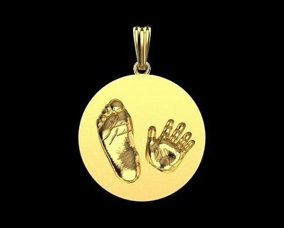 baby hand foot print pendant n92 jewelry boy children child gold kid teddy cute legs leg babyfeet printable human feet pendants 3d print model - Mito3D