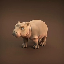 baby hippo 3d printing animal cute small creature wildlife hippopotamus africa horse predator realistic presupported supported companion child toy miniature figure sculpture art sculptures 3d print model - Mito3D
