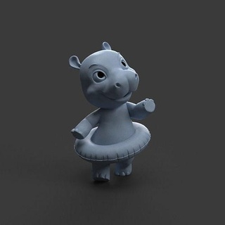baby hippo toy figure figurine doll character statue print 3d little art printable hippopotamus shape shifter games toys 3d print model - Mito3D