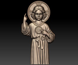 baby jesus 2 cnc heart relief religious catholic pendant jewelry woodcarwing cathedral milling christian decoration art sculptures infant st ihs jhs 3d print model - Mito3D