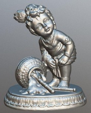 baby krishna spilling milk hindu hinduism india deity statue art scans replicas 3d print model - Mito3D