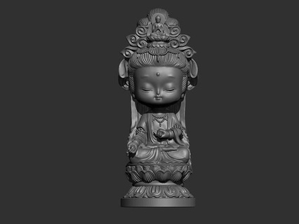 bébé kwanyin bodhisattva sculpture figurine statue figure traditionnel art personnage 3dprint déesse déité dessin animé mignonne imprimable Oriental asiatique sculptures 3d print model - Mito3D