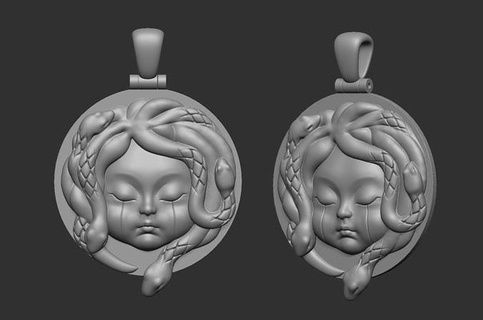 baby medusa 3d print model pendant jewelry sculpture silver printable pendants 3d print model - Mito3D