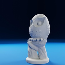 baby owl sculpture tabletop character games toys miniature animal tree branch magical creature art halloween board bird toy figure statue nature 3d print model - Mito3D