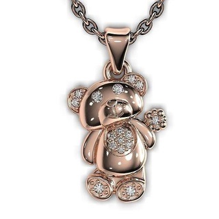 bébé pendentif ours diamants montant Sokolov gamins nounours imprimable or bijoux argent jouet duveteux poupée velu enfants pendentifs cadeau 3d print model - Mito3D