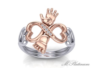 bebé anillo - madre 0054 la joyería kid los niños comprar 3d modelo de boda el diamante plata mamá corazón anillos 3d print model - Mito3D
