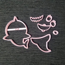 filhote de tubarão colagem 2 cor-de-rosa cortador cookie bebê a casa cozinha jantar 3d print model - Mito3D
