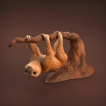 baby sloth 3d printing animal cute small tree miniature collectible figure sculpture toy presupported supported creature realistic wildlife art sculptures 3d print model - Mito3D