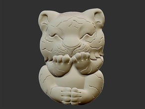 baby tiger cartoon cute art sculpture statue animal cat decoration ornament beast creature sculptures 3d print model - Mito3D