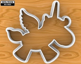 baby unicorn cookie cutter baking fondant shower fairy horse fim mistery magic fly house kitchen dining 3d print model - Mito3D