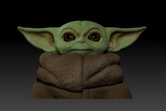 baby yoda bust starwars jedi master sculpture art sculpt print zbrush detailed stylized games toys 3d print model - Mito3D