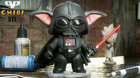 bebek Yoda Darth Vader Chibi stl 3d baskı chibistl 3dxm hayret Birleşik homebrew Gorgu Sarı oyunlar oyuncaklar 3d print model - Mito3D