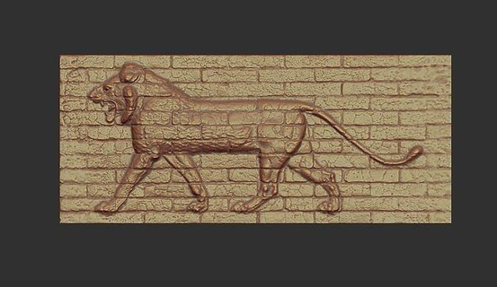 babylonian lion ishtar gate nebuchadnezzar babylon ancient brick wall relief bas striding glazed fired bricks iraq art scans replicas 3d print model - Mito3D