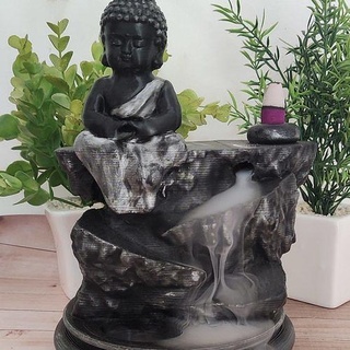 reflujo incienso quemador bebé Buda rocas 3d impresión impreso lindo regalo casa decoración cono escultura buda Budha rock zen continuar meditación Feng Shui 3d print model - Mito3D