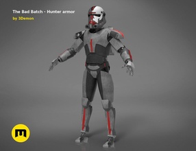 bad batch hunter armor clone wars comando commando 99 trooper helmet plate breastplate 3dmon armored armour games toys 3d print model - Mito3D
