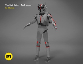 bad batch tech armor clone wars star comando printable bed force 99 trooper helmet armored galactic movie commando sith darth games toys 3d print model - Mito3D