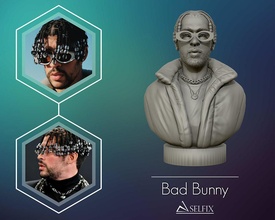 hase 3d porträt modell skulptur statue kunst rapper rap badbunny büste skulpturen 3d print model - Mito3D