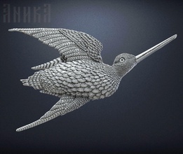 badge oiseau bécassine jack snipe chasse nature faune art pièces monnaie badges 3d print model - Mito3D