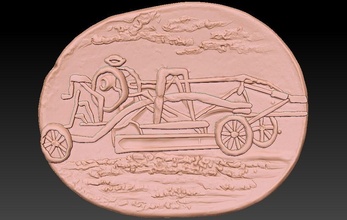 badge voiture tracteur réservoir bague bijoux pendentif chauffeur antique art emblème jeton champ science sculptures 3d print model - Mito3D