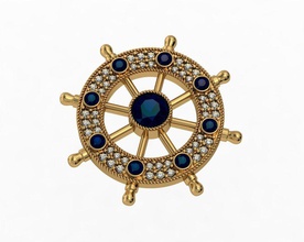 badge jewelry logo shipwheel diamond pendant locket earrings diamondjewellery 3dmodel brooches 3d print model - Mito3D