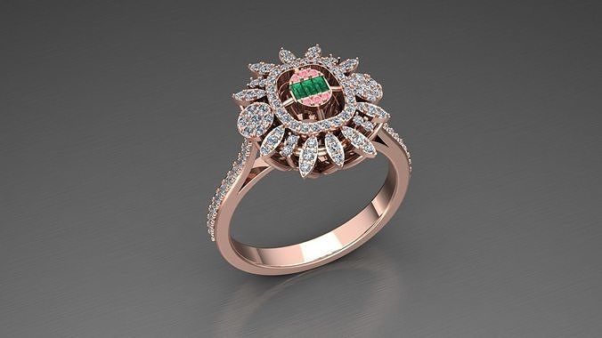 baget anillo diamante oro mujer Arte 3D print model - Mito3D