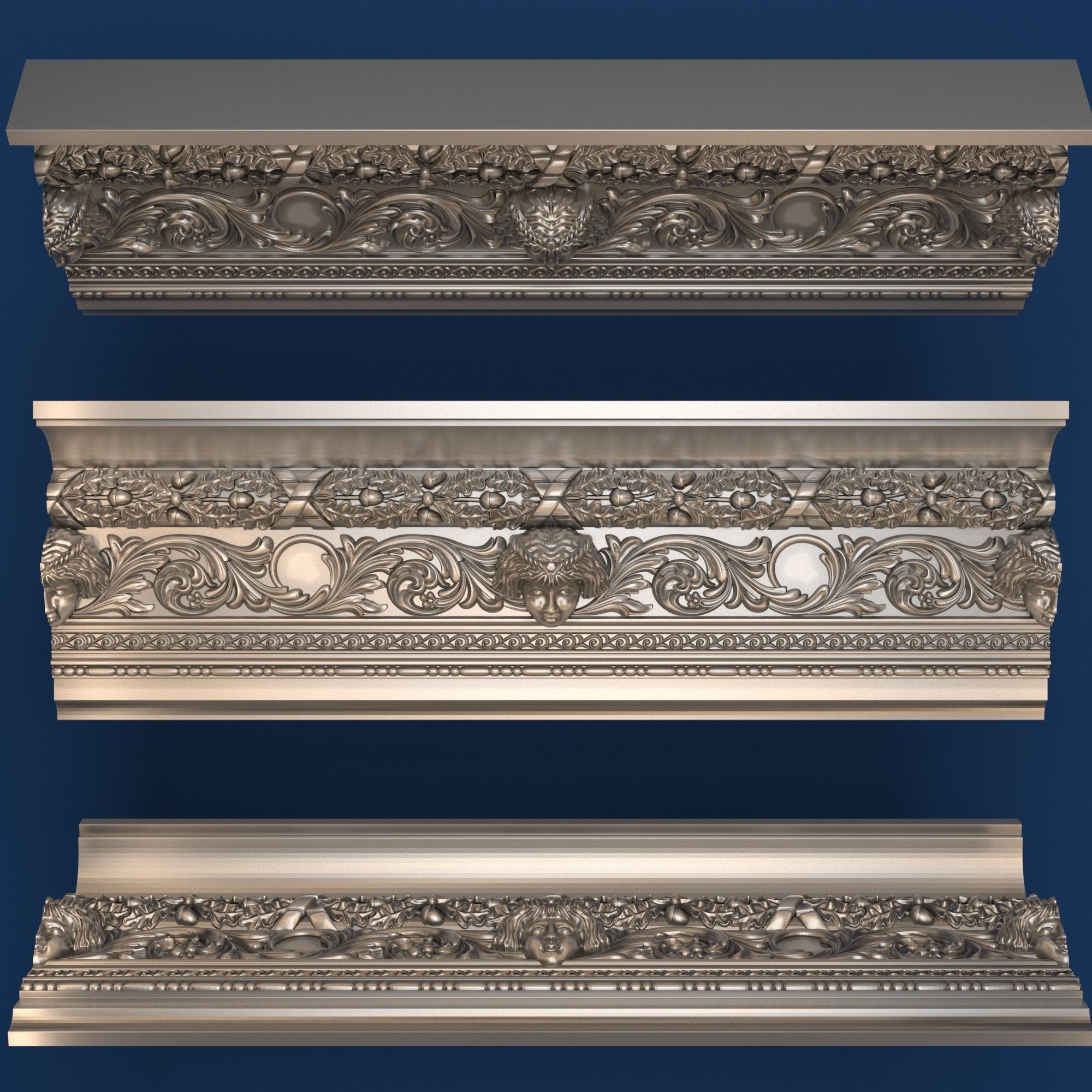 baguette decorazione ornato design arte retrò modello elegante vintage antico classico profilo confine rococò scolpito diamant forno bene passatempo fai 3D print model - Mito3D