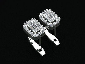 baguette diamant boucles d'oreilles bijoux conception or imprimable goujat bijou boucle d'oreille baguetteearring 3dmodel 3ddesign 3dprint 3dearring bague luxe blanc précieux 3d print model - Mito3D