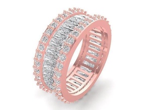 baguete diamante eternidade banda anel 3025 joalheria moda acessórios ouro mulher mulheres projeto argolas 3d print model - Mito3D