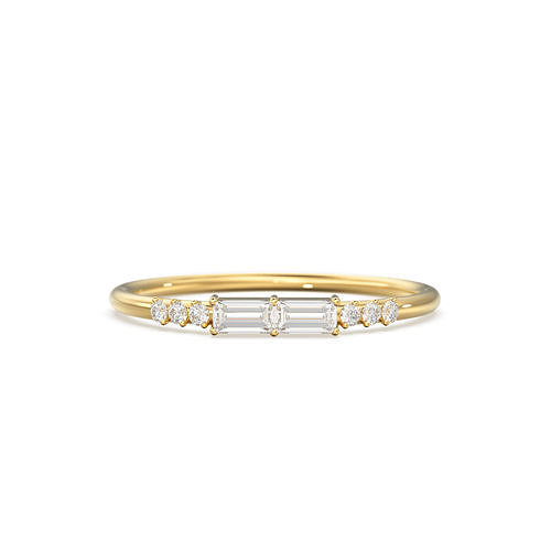 baguette diamant or engagement grappe bague mariage bande bijoux anneaux imprimable sterling mode 3D print model - Mito3D